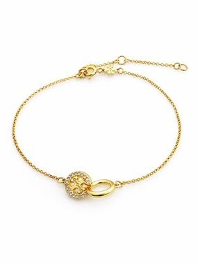 Tory Burch ICON PAVÉ INTERLOCKING CHAIN BRACELET in Gold